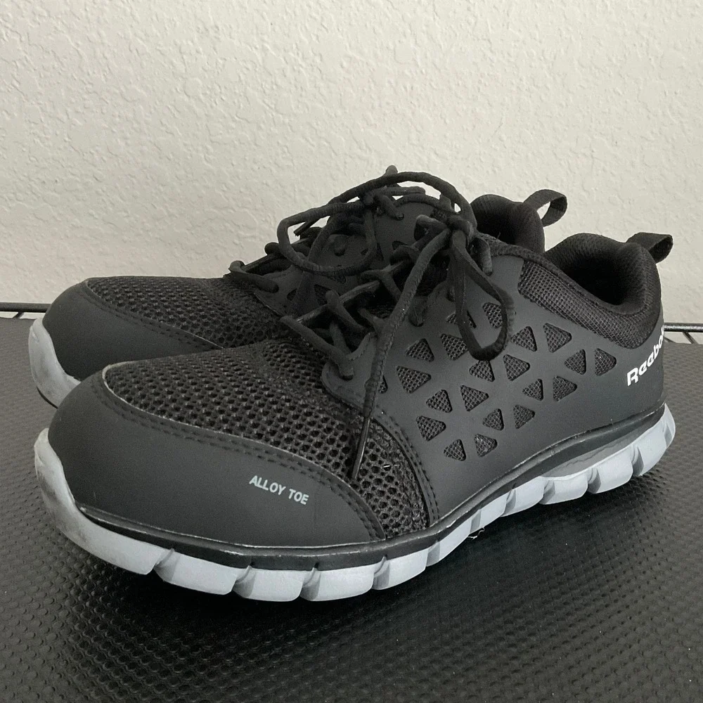 Reebok Work Sublite Cushion RB4041 Mens 6 Black Alloy Toe Safety Shoes EH